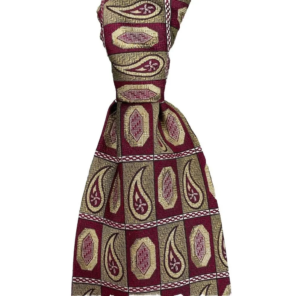 Robert Talbott Studio Men Silk Necktie Red Gold Paisley Corpcore Career Academia
